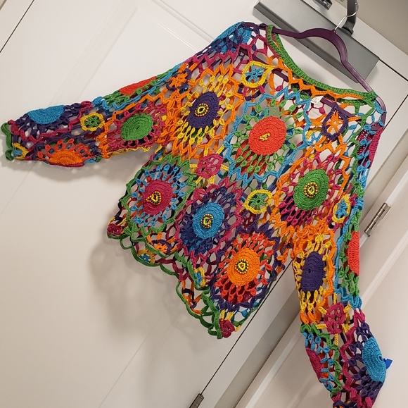 Vintage Crochet Top 1990s one size fits most - Picture 3 of 6